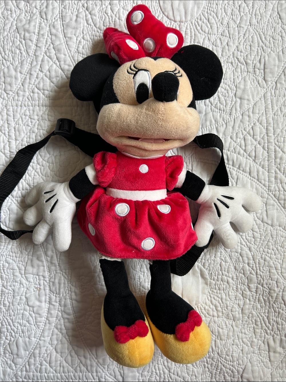 Disney Minnie Mouse Red and Black Plush Character Backpack
